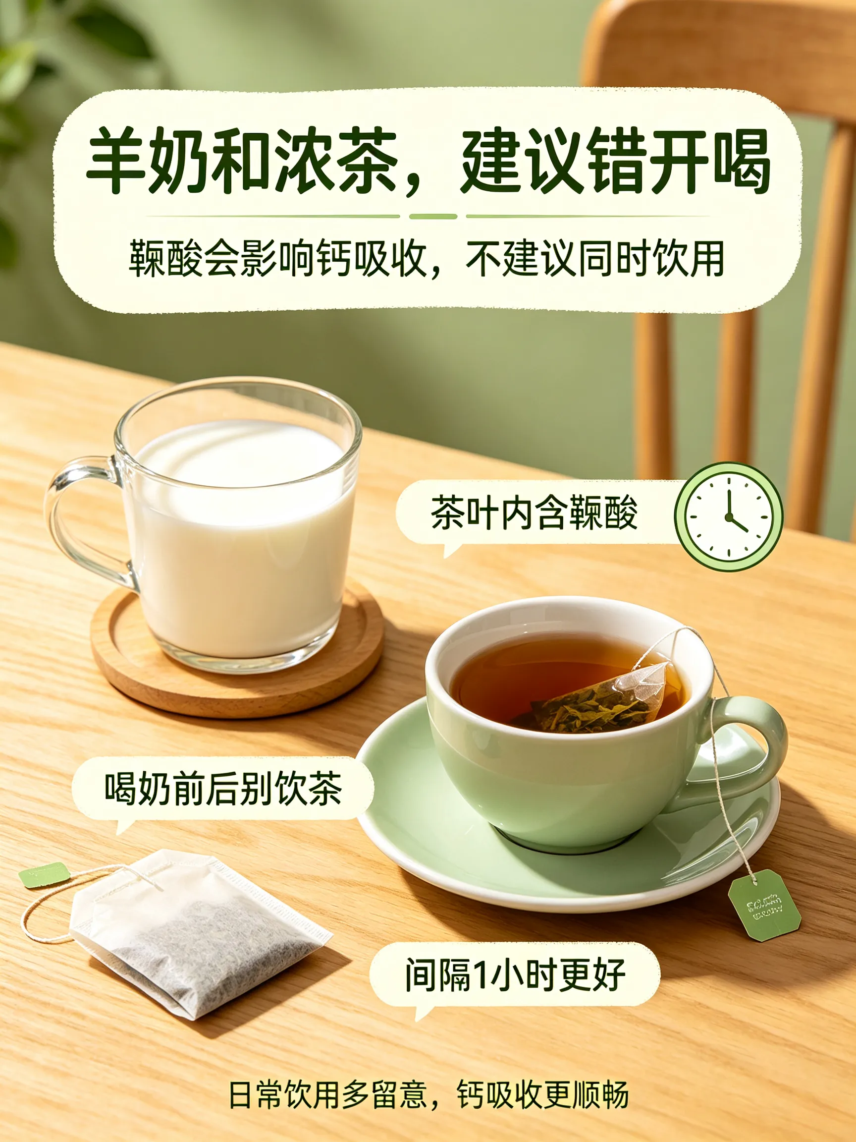 羊奶和浓茶建议错开喝