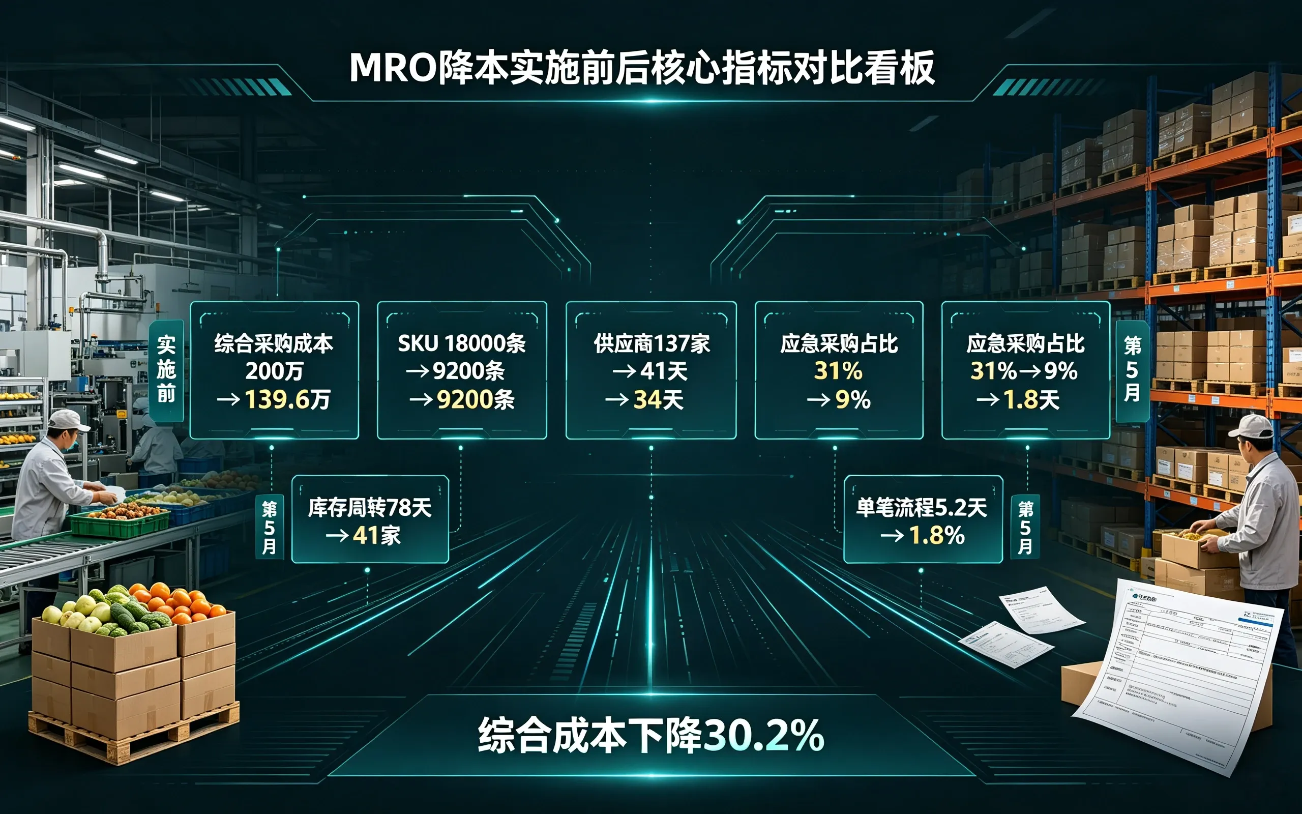 MRO工业品采购成本对比看板