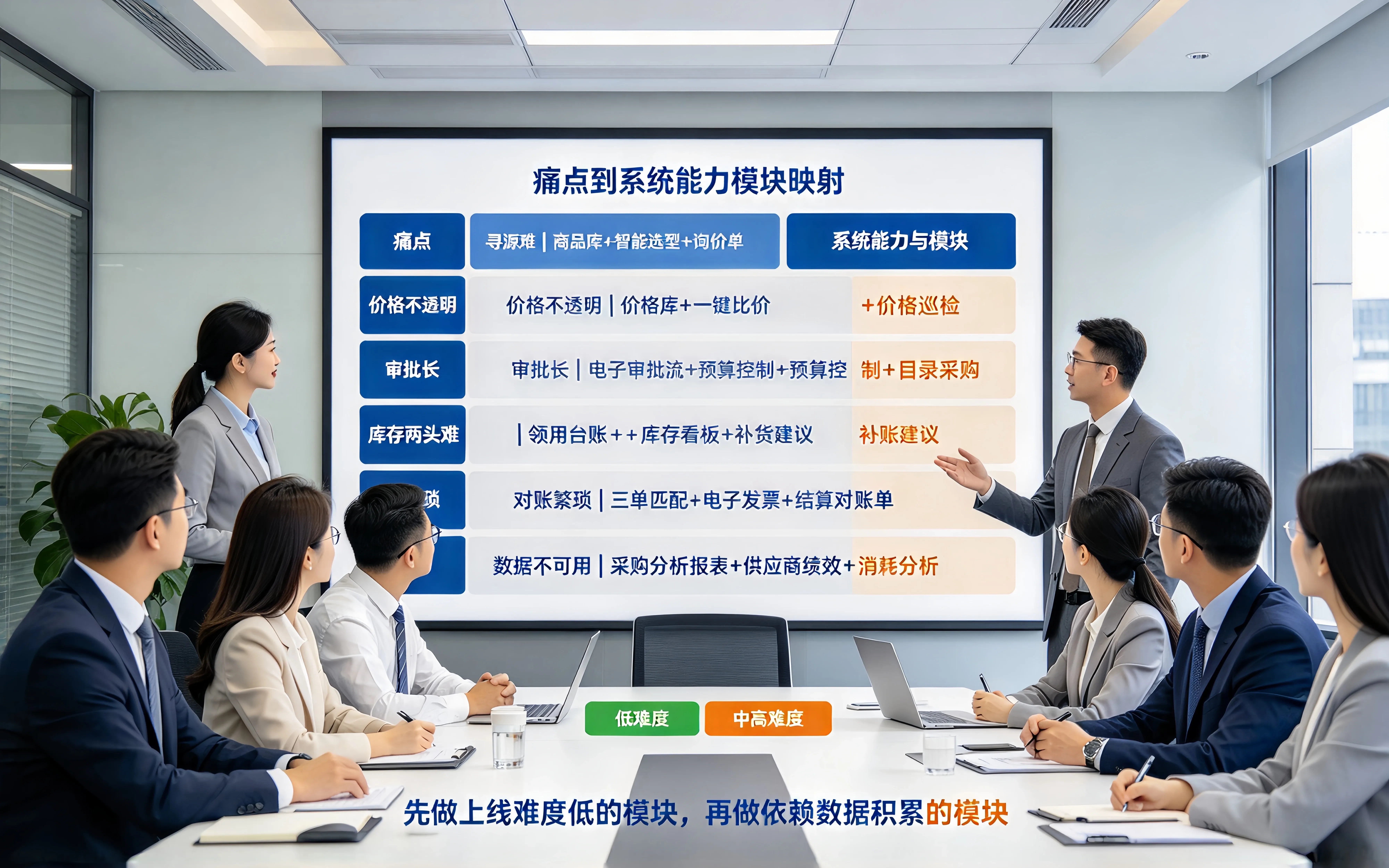 MRO采购痛点与系统模块映射